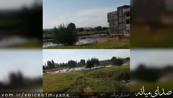 تصاویر سیل و آبگرفتگی در معابر و میادین شهر میانه بعد از بارش عصر امروز