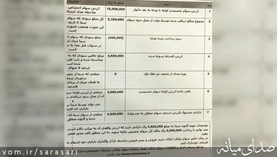 نمونه‌ای از صورتحساب سهام عدالت که امروز صادر شد +تصویر