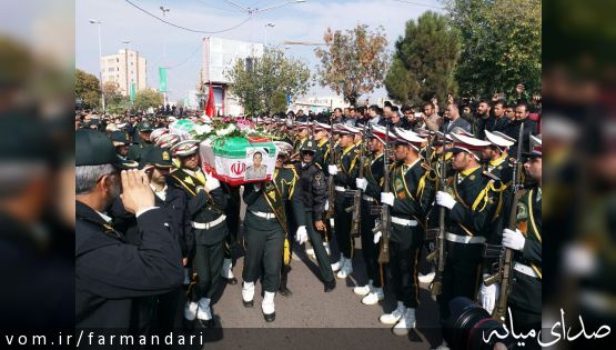 پیکر شهید امیر قربانی یکی از مرزبانان منطقه چالدران در میانه تشییع شد