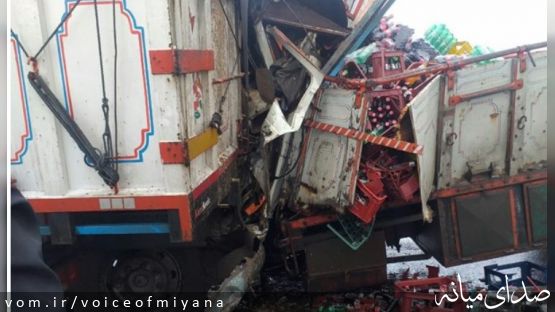 فیلم تصادف زنجیره‌ای و ترافیک چند کیلومتری در جاده بستان‌آباد- میانه