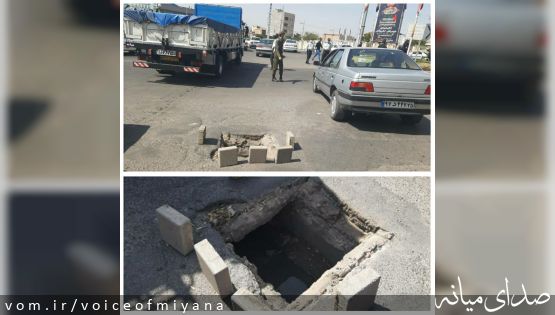 سرقت شبانه درپوش های کانال ها و جوب های معابر شهری میانه