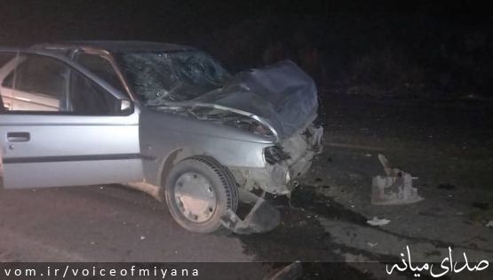 تصادف پژو و نیسان در محور میانه-میاندواب